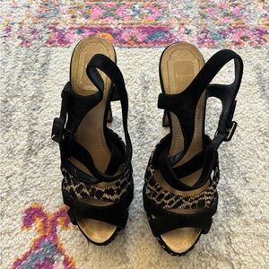 Y2K Christian Dior Lace Platform Peep-Toe Slingback Heels